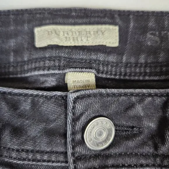 Burberry Brit Stretfield Women 27 Jean Black Denim Skinny Biker Designer Cotton - Picture 12 of 16